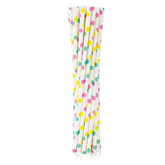 Színes Colorful Dots papír szívószál 12 db-os