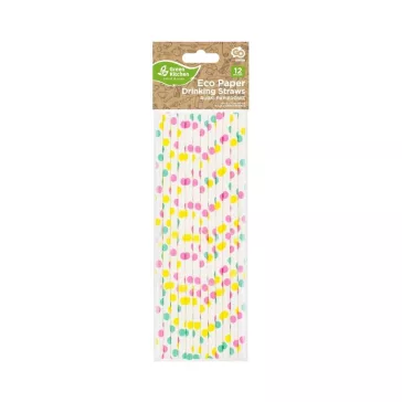 Színes Colorful Dots papír szívószál 12 db-os