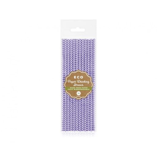 Lila Lilac papír szívószál 12 db-os