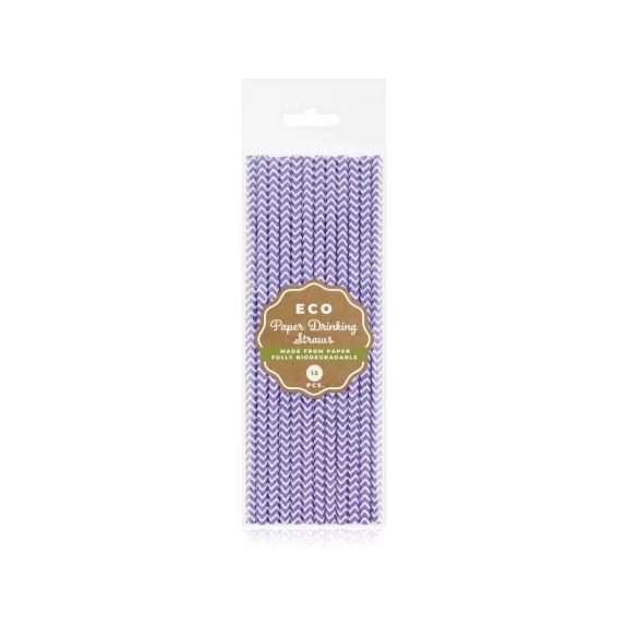Lila Lilac papír szívószál 12 db-os