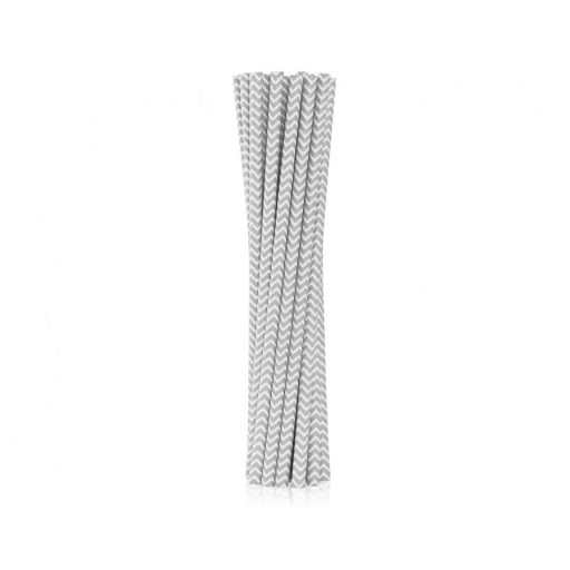 Ezüst Silver papír szívószál 12 db-os