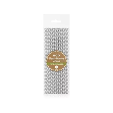 Ezüst Silver papír szívószál 12 db-os
