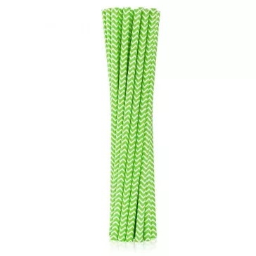 Zöld Lime Green Chevron papír szívószál 12 db-os