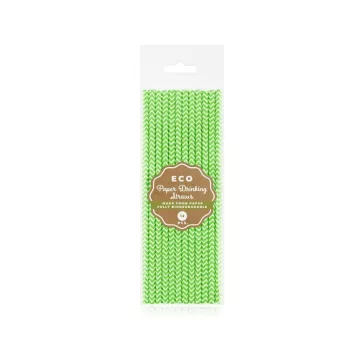 Zöld Lime Green Chevron papír szívószál 12 db-os