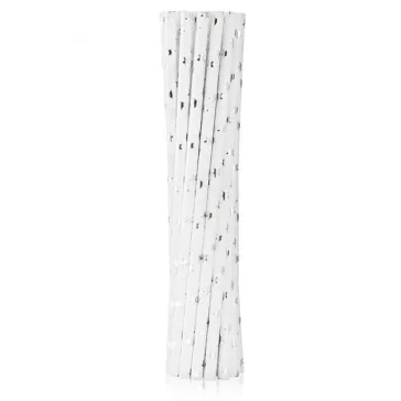 Ezüst Silver Stars papír szívószál 12 db-os