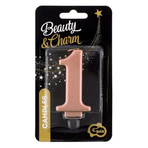 Rose Gold 1-es Metallic számgyertya, tortagyertya