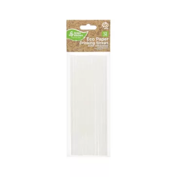 Fehér White papír szívószál 12 db-os