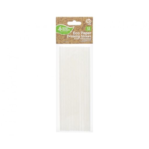 Fehér White papír szívószál 12 db-os