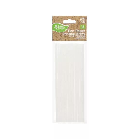 Fehér White papír szívószál 12 db-os