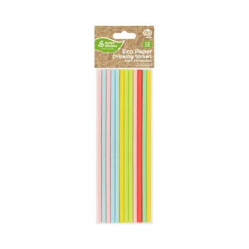 Színes Pastel papír szívószál 12 db-os