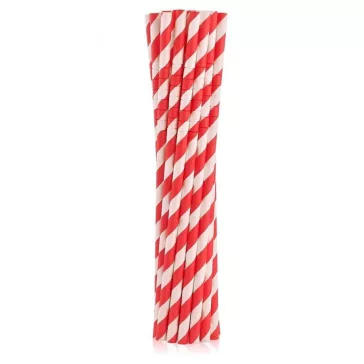 Piros Red Stripes rugalmas papír szívószál 12 db-os