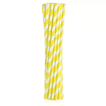 Sárga Yellow Stripes rugalmas papír szívószál 12 db-os