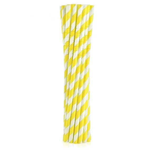 Sárga Yellow Stripes rugalmas papír szívószál 12 db-os Sárga Yellow Stripes rugalmas papír szívószál 12 db-os