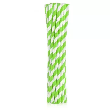 Zöld Green Stripes rugalmas papír szívószál 12 db-os