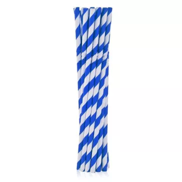Kék Blue Stripes rugalmas papír szívószál 12 db-os