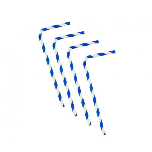 Kék Blue Stripes rugalmas papír szívószál 12 db-os
