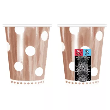 Rose Gold B&C Polka Dots papír pohár 6 db-os 266 ml