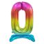 Színes Rainbow 0-ás szám fólia lufi talppal 74 cm