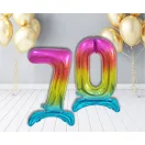 Színes Rainbow 7-es szám fólia lufi talppal 74 cm