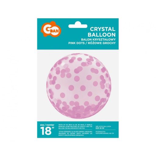Pink Dots Aqua gömb fólia lufi 46 cm