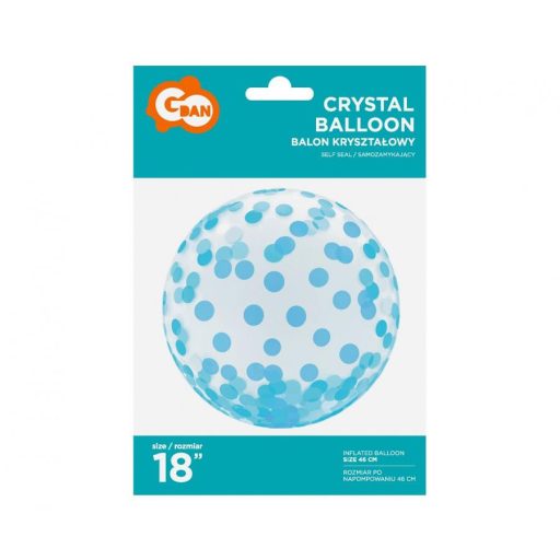 Blue Dots Aqua gömb fólia lufi 46 cm