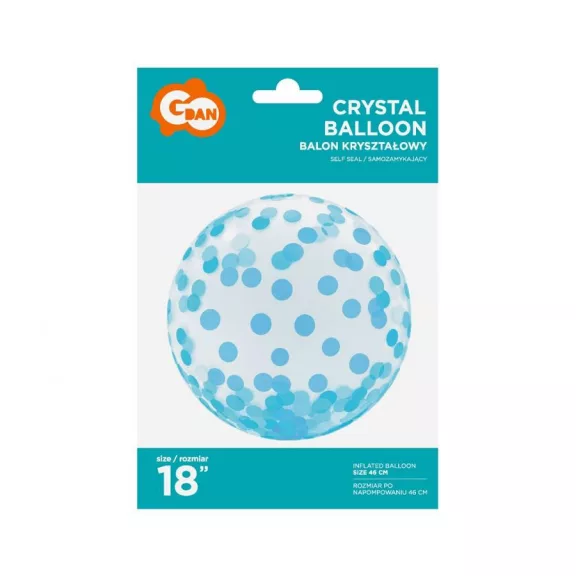 Blue Dots Aqua gömb fólia lufi 46 cm