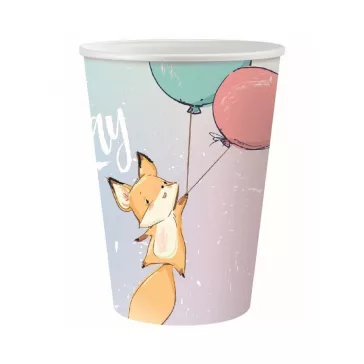 Róka Balloon Happy Birthday papír pohár 6 db-os 270 ml