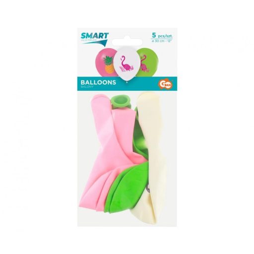 Flamingó Summer léggömb, lufi 5 db-os 12 inch (30cm)