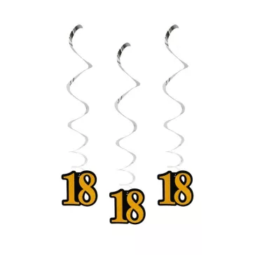 Happy Birthday 18 B&C szalag dekoráció 3 db-os szett