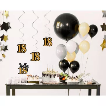 Happy Birthday 18 B&C szalag dekoráció 3 db-os szett