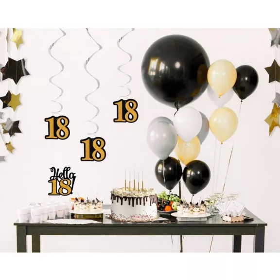 Happy Birthday 18 B&C szalag dekoráció 3 db-os szett