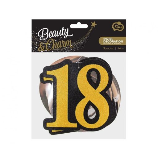 Happy Birthday 18 B&C szalag dekoráció 3 db-os szett
