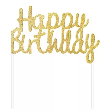Happy Birthday Gold B&C torta dekoráció