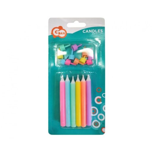 Színes Jumbo Neon tortagyertya, gyertya szett 12 db-os