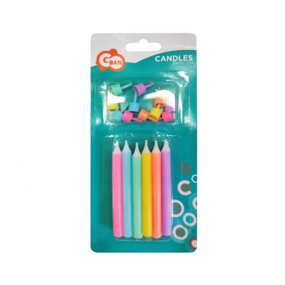 Színes Jumbo Neon tortagyertya, gyertya szett 12 db-os