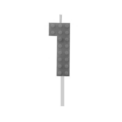 Építőkocka 1-es Grey Blocks tortagyertya, számgyertya