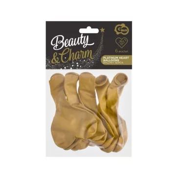 Szív Platinum Gold léggömb, lufi 6 db-os 12 inch (30 cm)