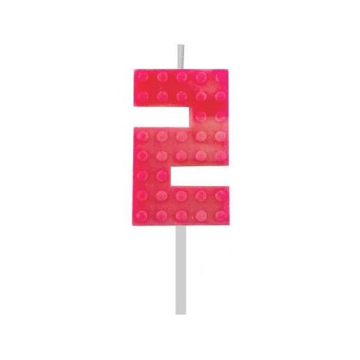 Építőkocka 2-es Red Blocks tortagyertya, számgyertya