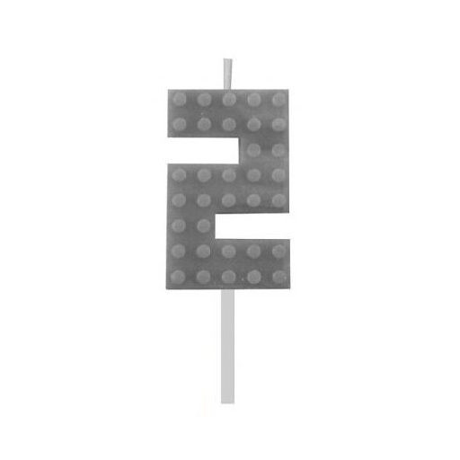 Építőkocka 2-es Grey Blocks tortagyertya, számgyertya