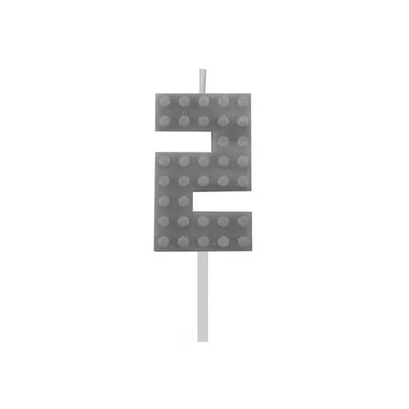 Építőkocka 2-es Grey Blocks tortagyertya, számgyertya Építőkocka 2-es Grey Blocks tortagyertya, számgyertya