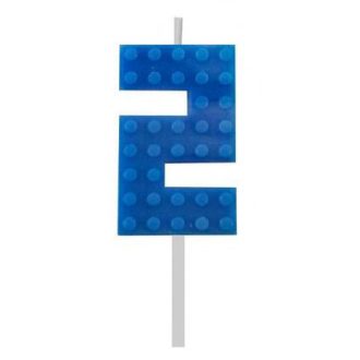 Építőkocka 2-es Blue Blocks tortagyertya, számgyertya