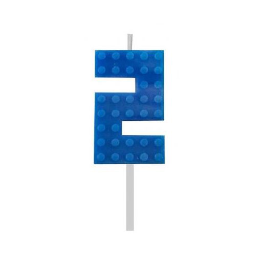 Építőkocka 2-es Blue Blocks tortagyertya, számgyertya
