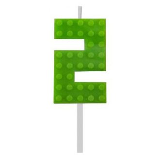 Építőkocka 2-es Green Blocks tortagyertya, számgyertya