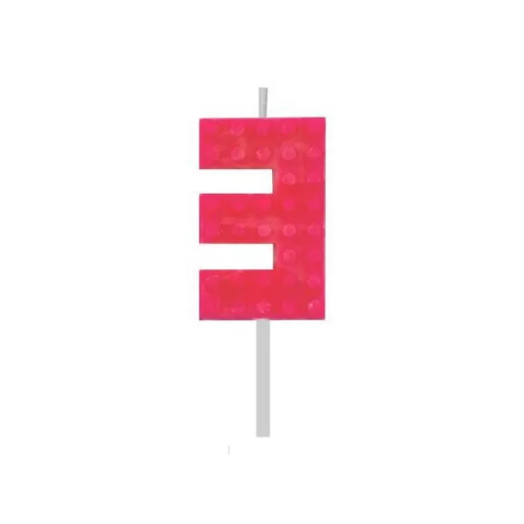 Építőkocka 3-as Red Blocks tortagyertya, számgyertya Építőkocka 3-as Red Blocks tortagyertya, számgyertya