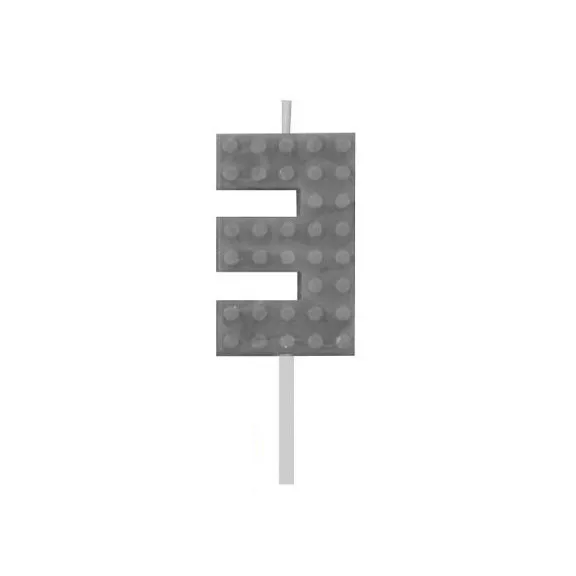 Építőkocka 3-as Grey Blocks tortagyertya, számgyertya Építőkocka 3-as Grey Blocks tortagyertya, számgyertya