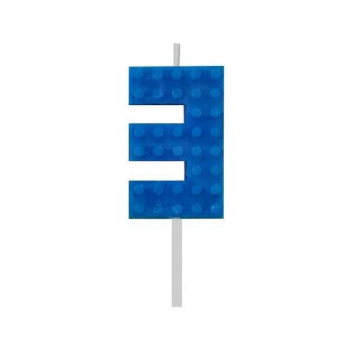 Építőkocka 3-as Blue Blocks tortagyertya, számgyertya