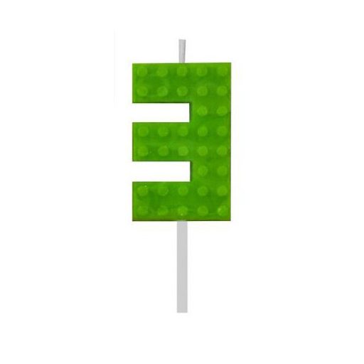 Építőkocka 3-as Green Blocks tortagyertya, számgyertya