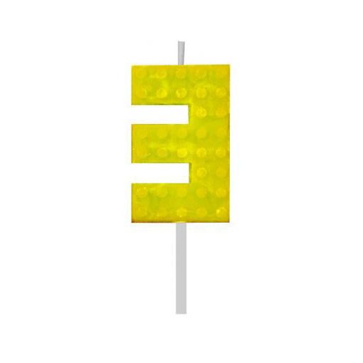 Építőkocka 3-as Yellow Blocks tortagyertya, számgyertya