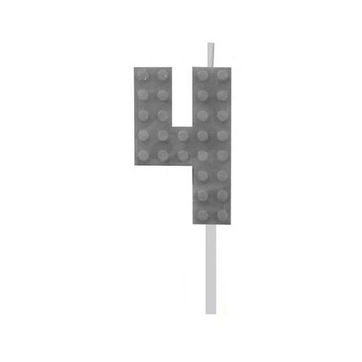 Építőkocka 4-es Grey Blocks tortagyertya, számgyertya
