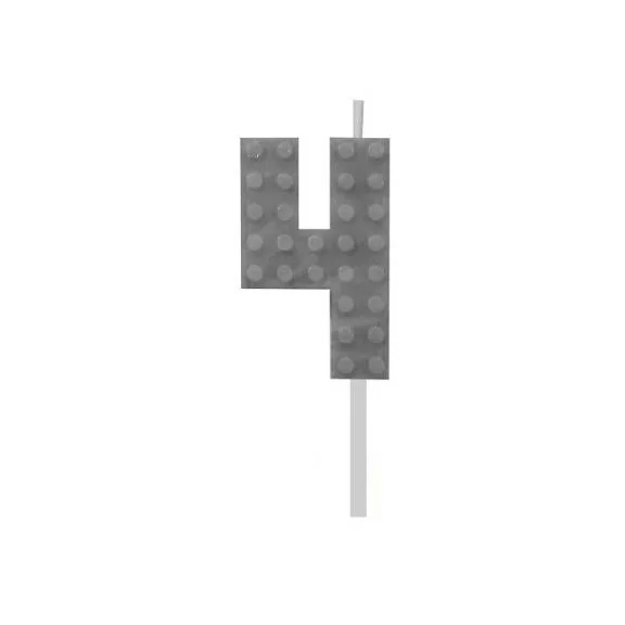 Építőkocka 4-es Grey Blocks tortagyertya, számgyertya Építőkocka 4-es Grey Blocks tortagyertya, számgyertya